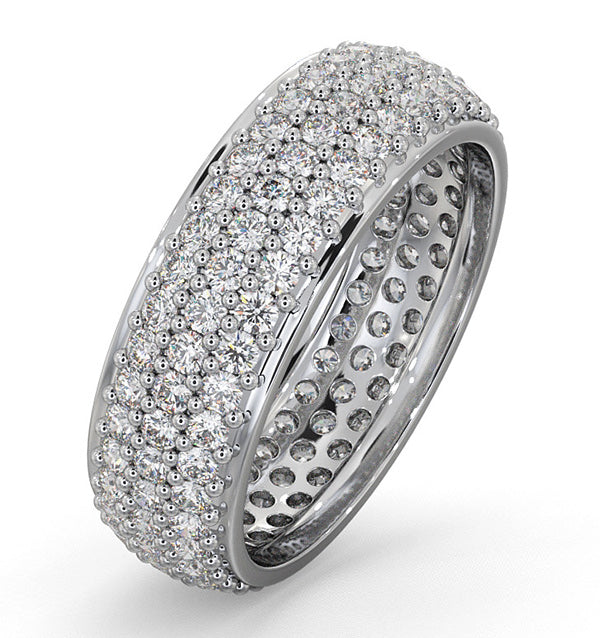 Mens 2ct H/Si Diamond 18K White Gold Full Band Ring